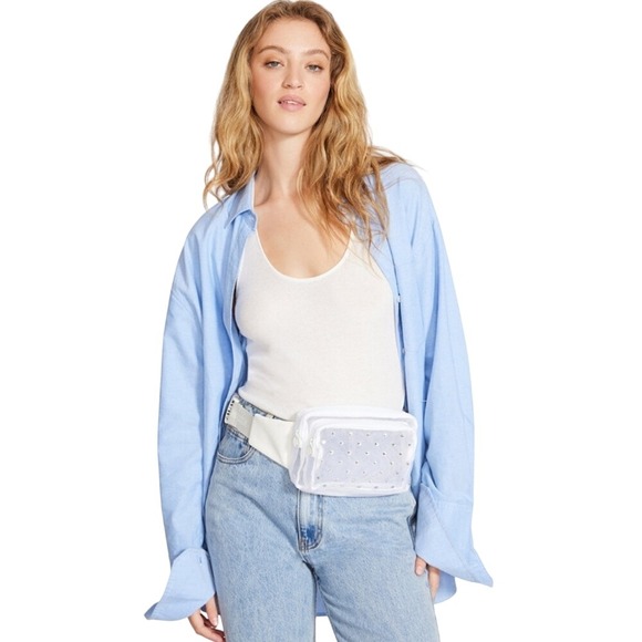 NWT Steve Madden Black Rhinestone Belt Bag Bachelorette Formal Festival Glamour - Picture 4 of 8